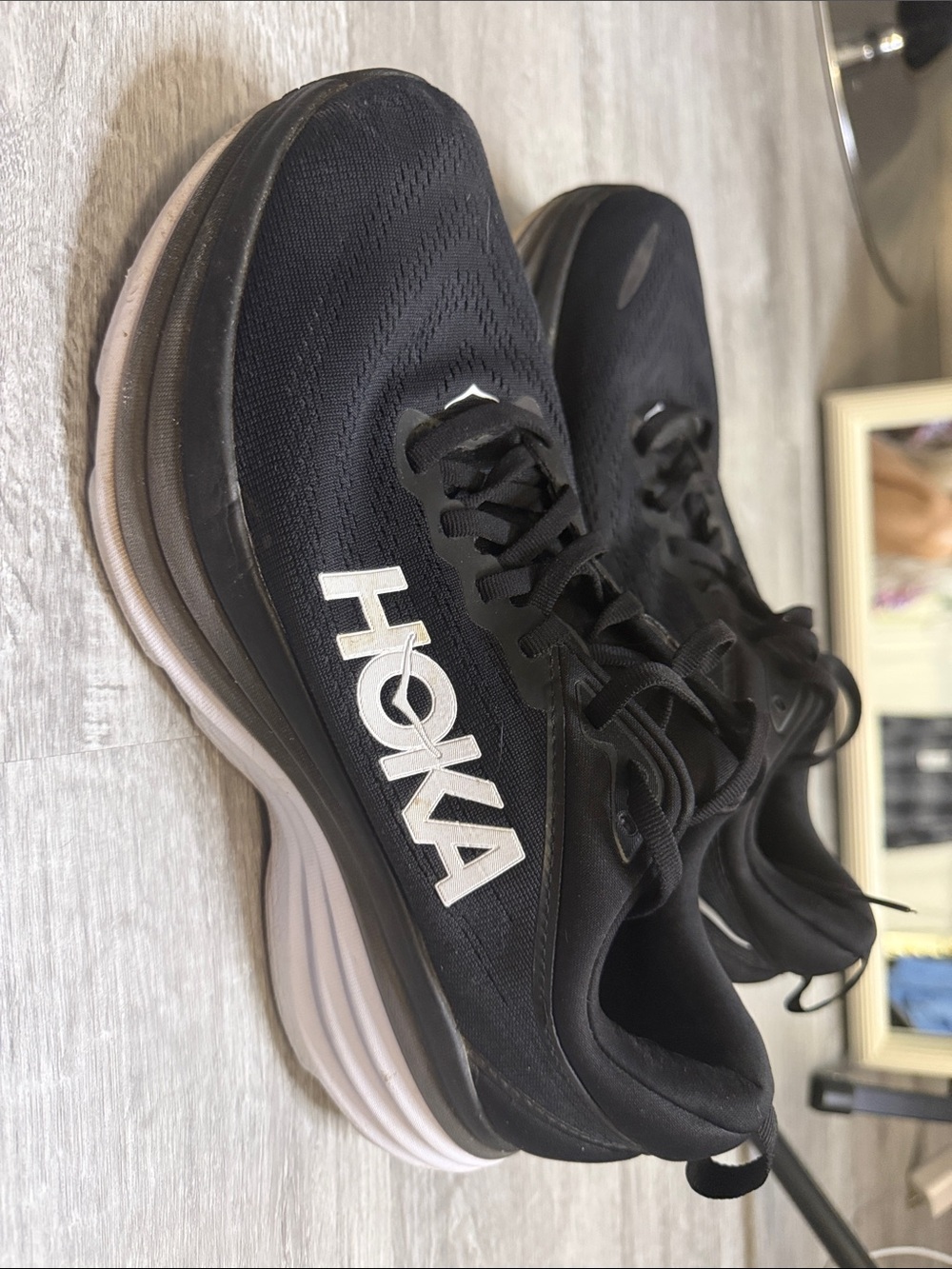 Hoka Men's Black and White Athletic Running Shoes